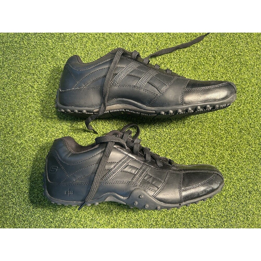 Skechers Men's Citywalk Malton Oxford Sneaker Black Leather Size 9.5 Slip Resist